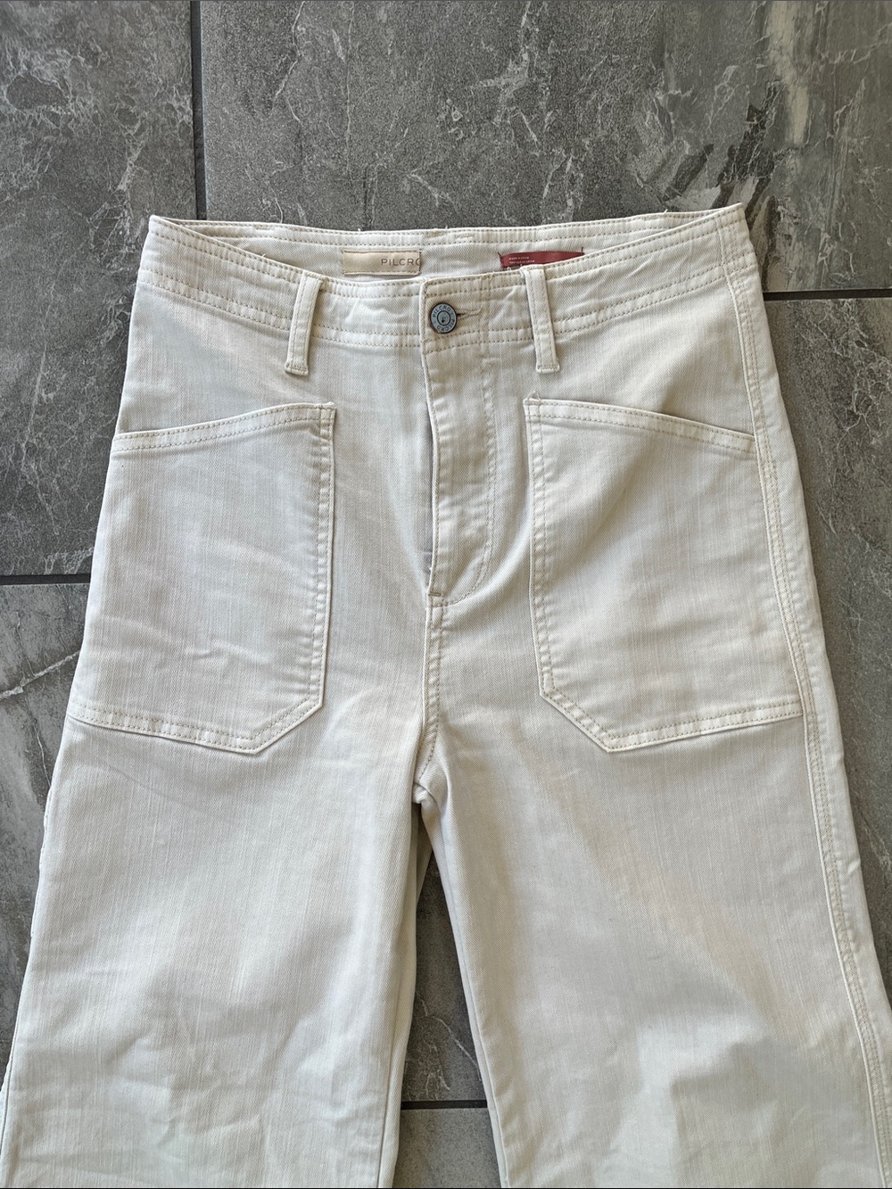 Pilcro The Carpenter Wide Leg Pants Size 25 Khaki Cream - Picture 5 of 13